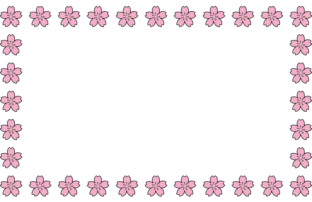 「桜（小）・スクエアー型」のフレーム素材・飾り枠フリーイラスト