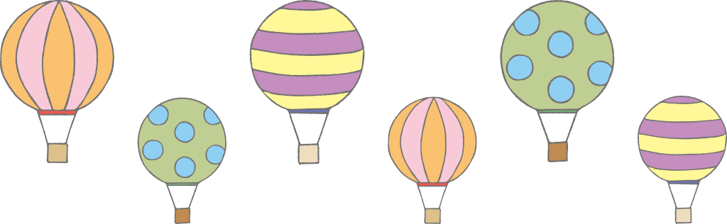 「色とりどりの気球」のかわいい手書きフリーイラスト