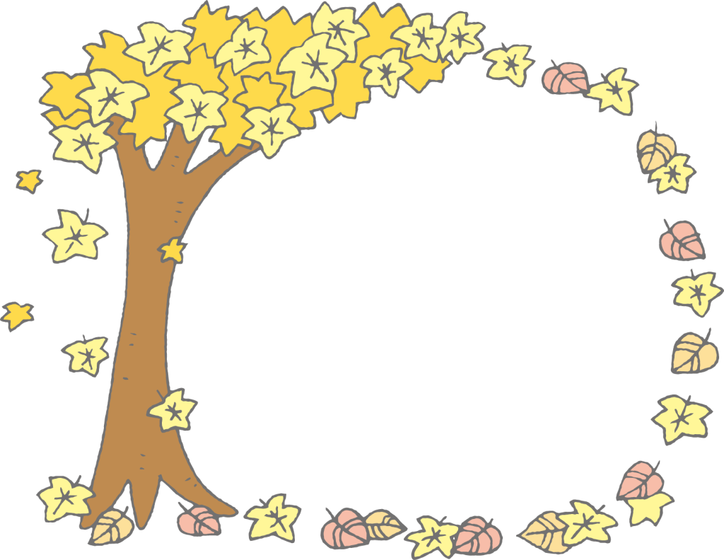 「木・落ち葉」のフレーム素材・飾り枠フリーイラスト