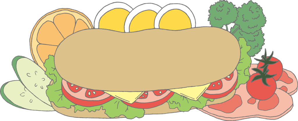 「お野菜たっぷりサンドイッチ」のフレーム素材・飾り枠フリーイラスト