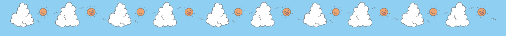 「入道雲と太陽・夏（下ライン）」の罫線・飾り罫フリーイラスト