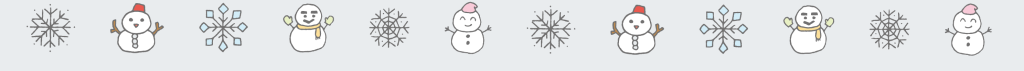 「雪だるまと雪の結晶②・白色の背景（下ライン）」の罫線・飾り罫フリーイラスト