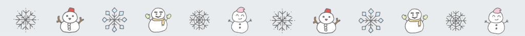 「雪だるまと雪の結晶②・白色の背景（上ライン）」の罫線・飾り罫フリーイラスト